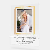 愛する記憶の中で葬儀の写真白の色あせたサイン アクリルサイン (傾斜)