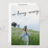 愛する記憶の中で葬儀の祈りの言葉カード 招待状 (正面/裏面)