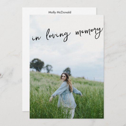 愛する記憶の中で葬儀の祈りの言葉カード 招待状 (正面/裏面)