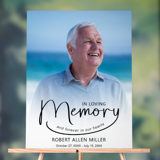 愛する記憶の中で葬儀の記念写真 アクリルサイン (ニュートラル)