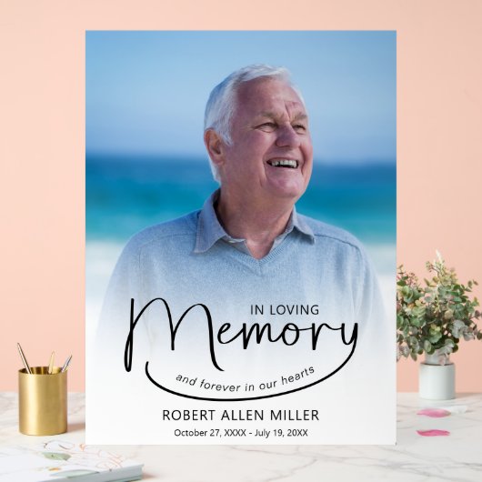 愛する記憶の中で葬儀の記念写真 アクリルサイン (ウェディング)