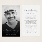 愛する記憶の中で葬儀の記念祈りの言葉カード (正面&裏面)