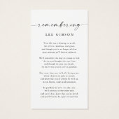 愛する記憶の中で葬儀の記念祈りの言葉カード (裏面)