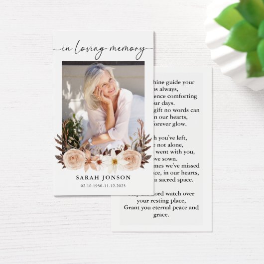 愛する記憶の中で葬儀の記念祈りの言葉カード (デスク)