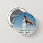 愛する記憶の中で葬儀フォトダークグリーン 缶バッジ (正面&裏面)