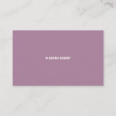 愛する記憶の中で葬儀メモペットの写真カード 名刺 (裏面)