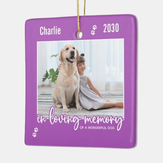 愛する記憶の中で薄紫犬の写真ペット記念碑 セラミックオーナメント (左)
