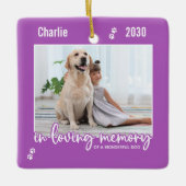 愛する記憶の中で薄紫犬の写真ペット記念碑 セラミックオーナメント (正面)