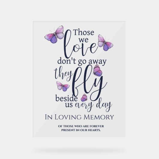 愛する記憶の中で蝶結婚の記念碑 アクリルサイン (正面)