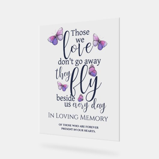 愛する記憶の中で蝶結婚の記念碑 アクリルサイン (傾斜)