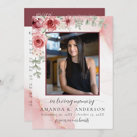 愛する記憶の中で赤面赤い花葬儀 プログラム (正面/裏面)