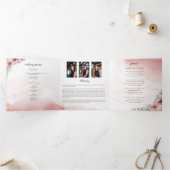 愛する記憶の中で赤面赤い花葬儀 三つ折りカード (内部)