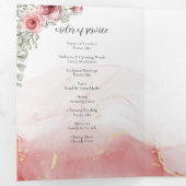 愛する記憶の中で赤面赤い花葬儀 三つ折りプログラム (内部最初)