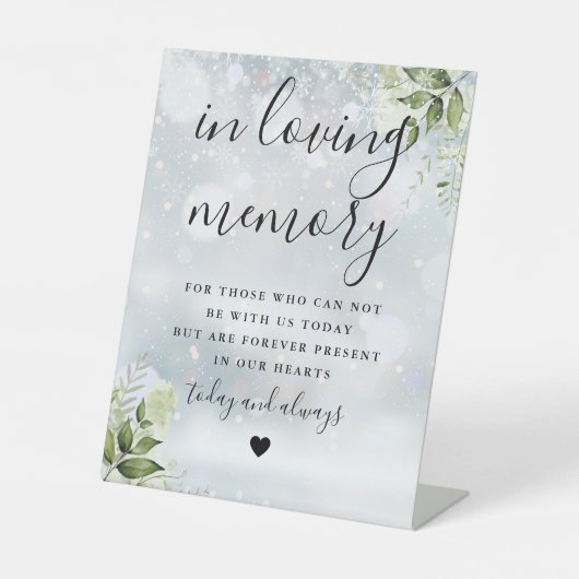 愛する記憶の中で追悼冬の緑結婚園 台座サイン (正面)