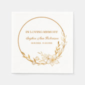 愛する記憶の中で金ゴールドフローラ葬儀 スタンダードカクテルナプキン (正面)
