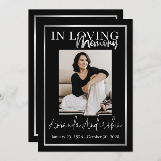 愛する記憶の中で銀葬儀記念写真 招待状 (正面/裏面)