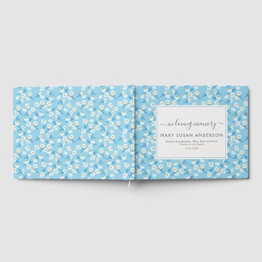 愛する記憶の中で青いデイジーメモリアル葬儀 ゲストブック (全面)