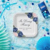 愛する記憶の中で青いピンクのフローラ葬儀メモリアル ペーパープレート (パーティー)