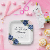 愛する記憶の中で青いピンクのフローラ葬儀メモリアル ペーパープレート (パーティー)