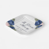 愛する記憶の中で青いピンクのフローラ葬儀メモリアル ペーパープレート (傾斜あり)