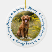 愛する記憶の中で青い形見ペット記念碑 セラミックオーナメント (裏面)