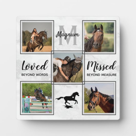 愛する記憶の中で馬ペット記念写真コラージュ フォトプラーク (正面)
