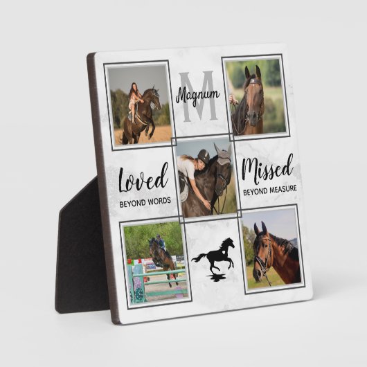 愛する記憶の中で馬ペット記念写真コラージュ フォトプラーク (正面)
