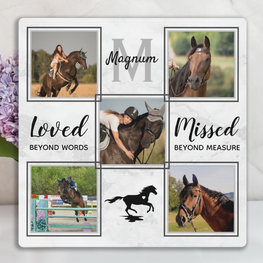 愛する記憶の中で馬ペット記念写真コラージュ フォトプラーク