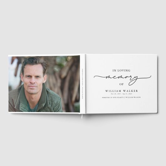 愛する記憶の中で黒と白のメモリアル葬儀 ゲストブック (全面)