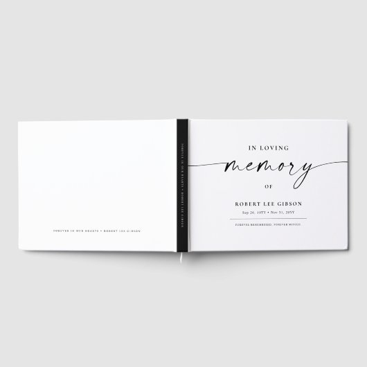 愛する記憶の中で黒と白のメモリアル葬儀 ゲストブック (全面)