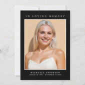 愛する記憶の中で2写真のシンプル記念モダン碑 サンキューカード (正面)