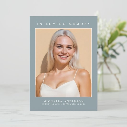 愛する記憶の中で2写真のシンプル記念モダン碑 サンキューカード (スタンド正面)