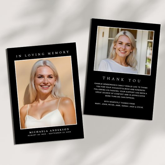 愛する記憶の中で2写真のシンプル記念モダン碑 サンキューカード