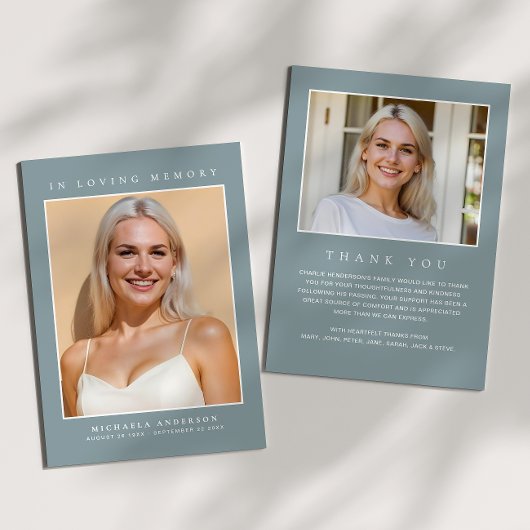 愛する記憶の中で2写真のシンプル記念モダン碑 サンキューカード