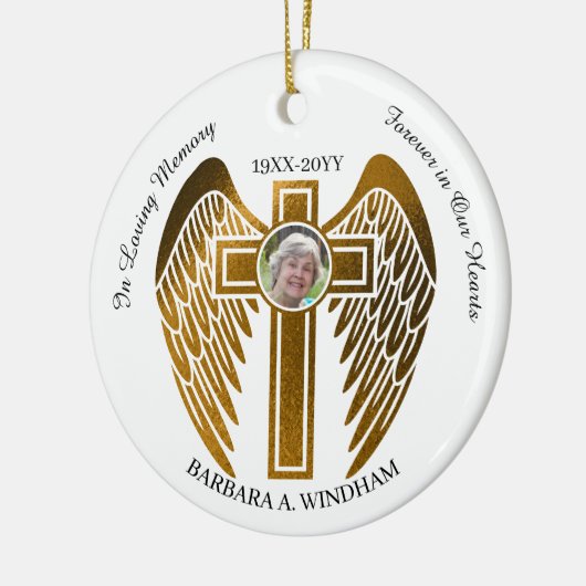 愛する記憶の中で2 Photo Keepsake Cross with Wings セラミックオーナメント (左)