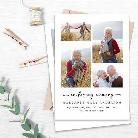 愛する記憶の中で5つの写真の葬儀悔やみや弔慰 サンキューカード