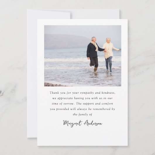 愛する記憶の中で5つの写真の葬儀悔やみや弔慰 サンキューカード (裏面)