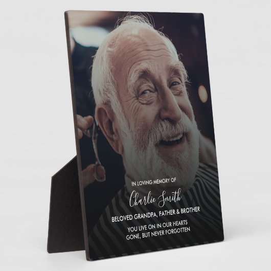 愛する記憶の中で: イーゼルスタンドの写真とメッセージ フォトプラーク (側面)