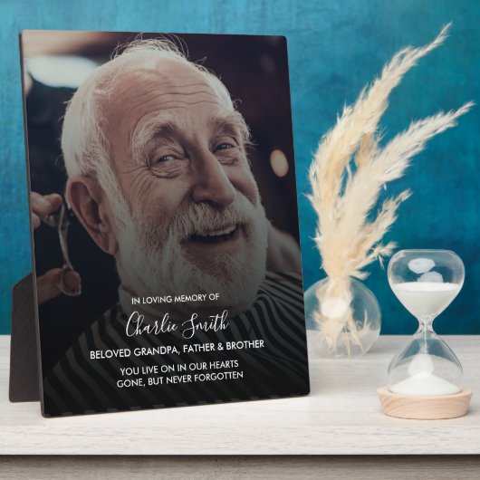 愛する記憶の中で: イーゼルスタンドの写真とメッセージ フォトプラーク (側面)