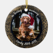 愛する記憶の中で - 犬の写真 ペットの追悼 ゴールド仕上げ セラミックオーナメント (正面)