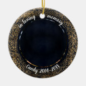 愛する記憶の中で - 犬の写真 ペット追悼 ゴールド仕上げ セラミックオーナメント (正面)