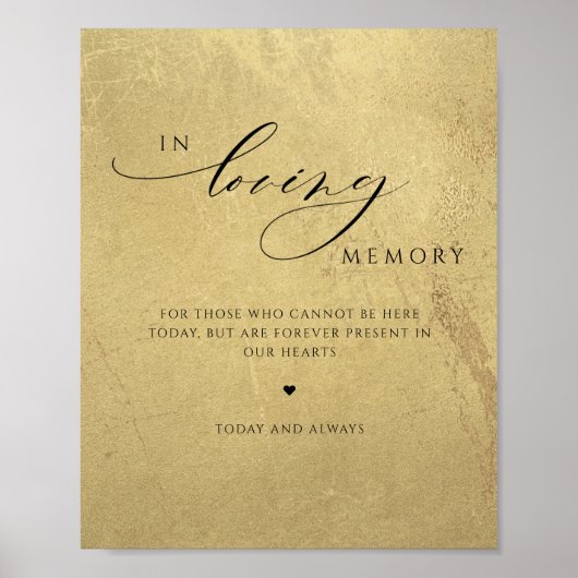 愛する記憶の中で、黒と金の結婚式の看板 ポスター (正面)