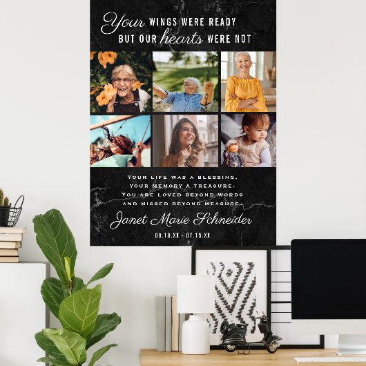 愛する記憶の中で | ６枚の写真コラージュ葬儀 ポスター (ホームオフィス)