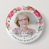 愛する記憶の中のピンクのフローラフォトメモリアル 缶バッジ (正面)