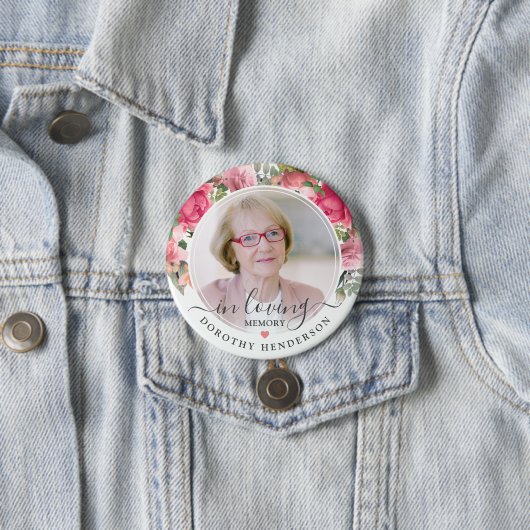 愛する記憶の中のピンクのフローラフォトメモリアル 缶バッジ (インサイチュ)