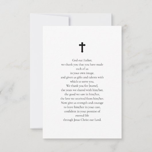 愛する記憶の中のピンクのフローラ葬儀祈りの言葉カード ノートカード (裏面)