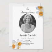 愛する記憶の中の白い水仙の葬儀カード 招待状 (正面)