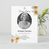 愛する記憶の中の白い水仙の葬儀カード 招待状 (スタンド正面)