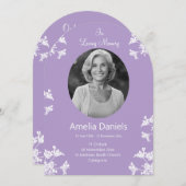 愛する記憶の中の白い野花の葬儀カード 招待状 (正面/裏面)