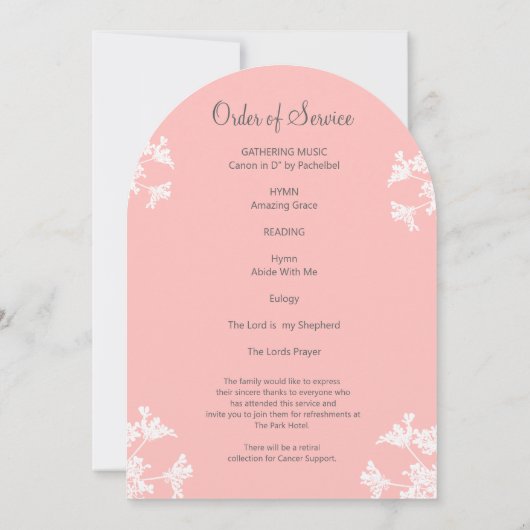 愛する記憶の中の白い野花の葬儀カード 招待状 (裏面)